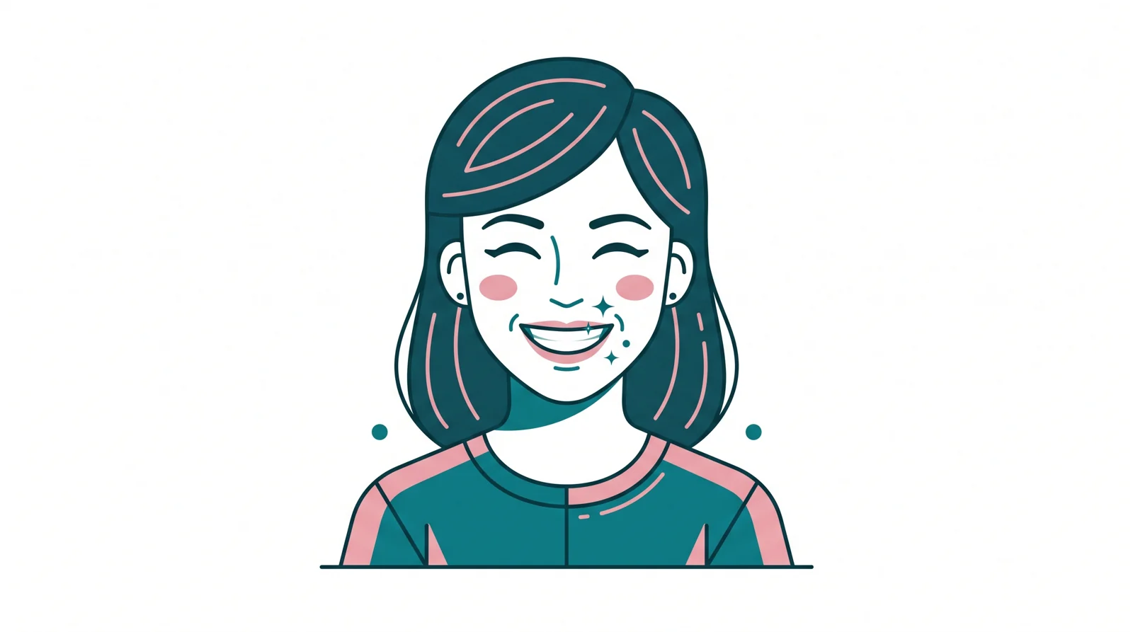 Illustration of a cheerful Malaysian woman with a bright, healthy smile, representing the cost of teeth whitening